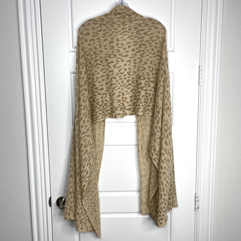 AMICALE 100% Cashmere NEW Leopard Animal Print Scarf Wrap NEW Oatmeal - Picture 7 of 11